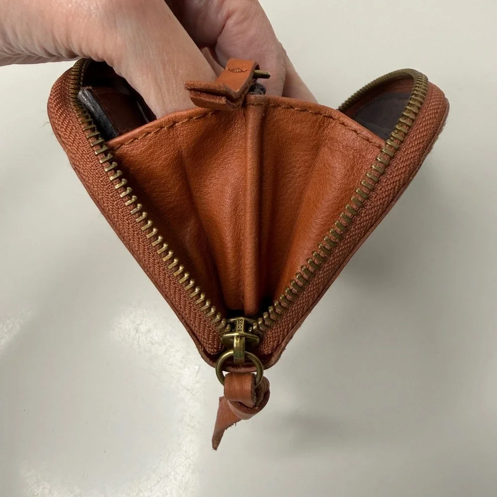 Madewell The Zip Wallet & The Card Case  Brown Leather Leopard Calf Hair Bundle